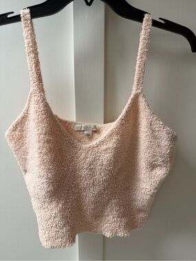 Cute Cozy Crop Tank Top - Blush Pink